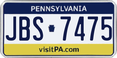 PA license plate JBS7475