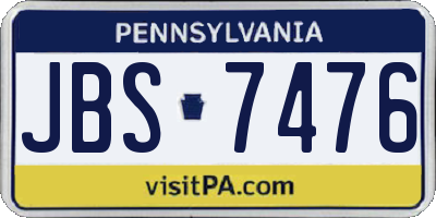 PA license plate JBS7476