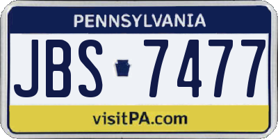 PA license plate JBS7477