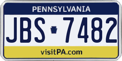 PA license plate JBS7482