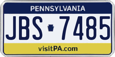 PA license plate JBS7485