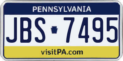 PA license plate JBS7495