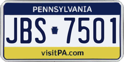 PA license plate JBS7501