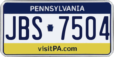 PA license plate JBS7504