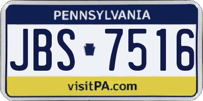 PA license plate JBS7516