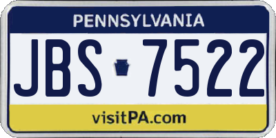 PA license plate JBS7522