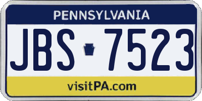 PA license plate JBS7523