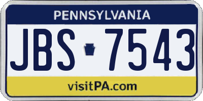 PA license plate JBS7543