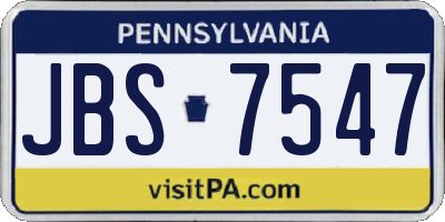 PA license plate JBS7547