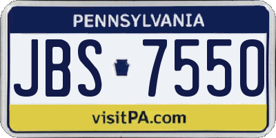 PA license plate JBS7550