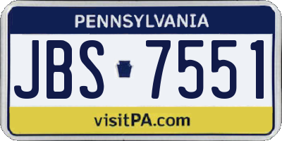 PA license plate JBS7551