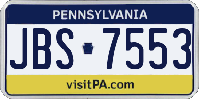 PA license plate JBS7553