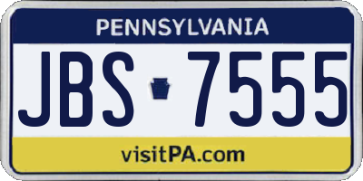 PA license plate JBS7555