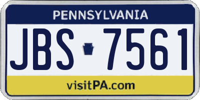PA license plate JBS7561