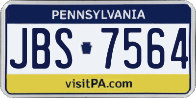 PA license plate JBS7564