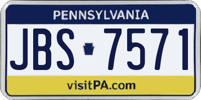 PA license plate JBS7571