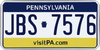 PA license plate JBS7576