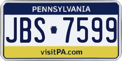 PA license plate JBS7599