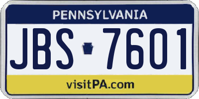 PA license plate JBS7601