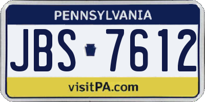 PA license plate JBS7612