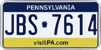 PA license plate JBS7614