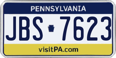PA license plate JBS7623