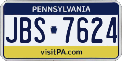 PA license plate JBS7624