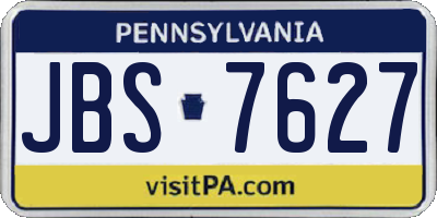 PA license plate JBS7627