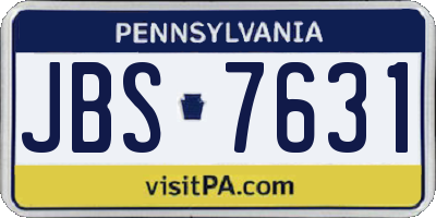 PA license plate JBS7631