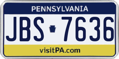 PA license plate JBS7636