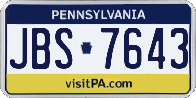 PA license plate JBS7643