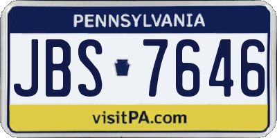 PA license plate JBS7646