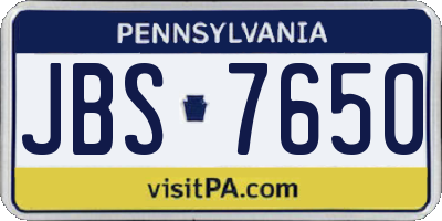 PA license plate JBS7650