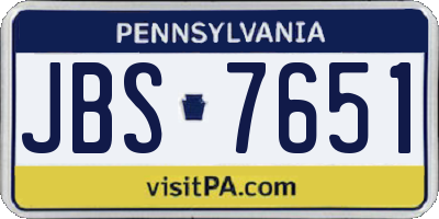 PA license plate JBS7651