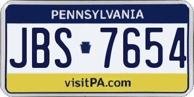 PA license plate JBS7654