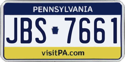 PA license plate JBS7661