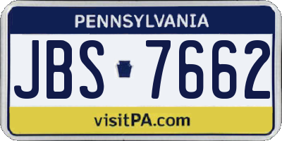 PA license plate JBS7662