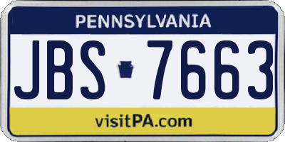 PA license plate JBS7663