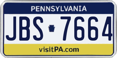 PA license plate JBS7664