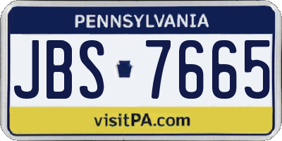 PA license plate JBS7665