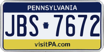 PA license plate JBS7672