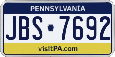 PA license plate JBS7692