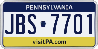 PA license plate JBS7701