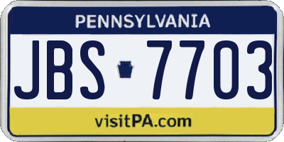 PA license plate JBS7703