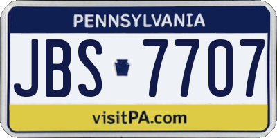 PA license plate JBS7707