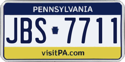 PA license plate JBS7711