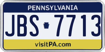 PA license plate JBS7713