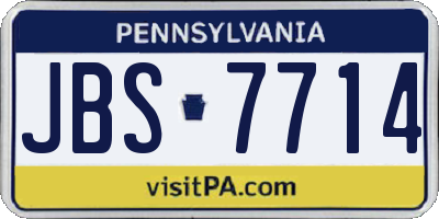 PA license plate JBS7714