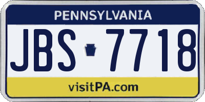 PA license plate JBS7718