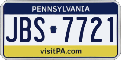 PA license plate JBS7721